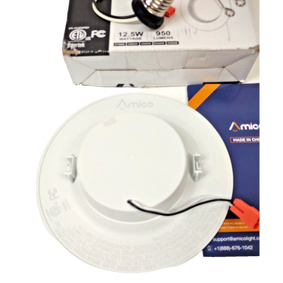 Amico 1 Pack 5/6 Inch LED Recessed Downlight White Smooth Trim 950 Lums Dimmable - Picture 3 of 6